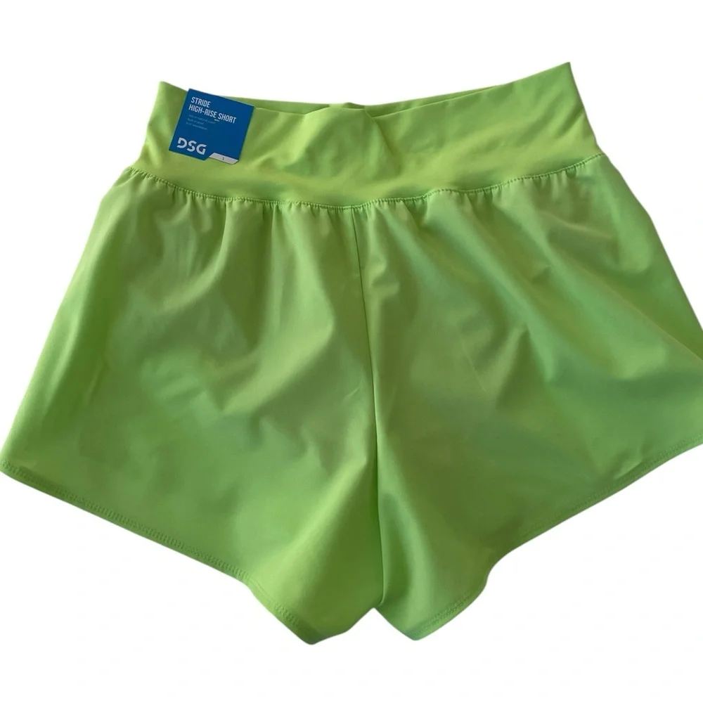 DSG Girl's Large Neon Pear High Rise Performance Shorts Lined Knit Waistband NWT
